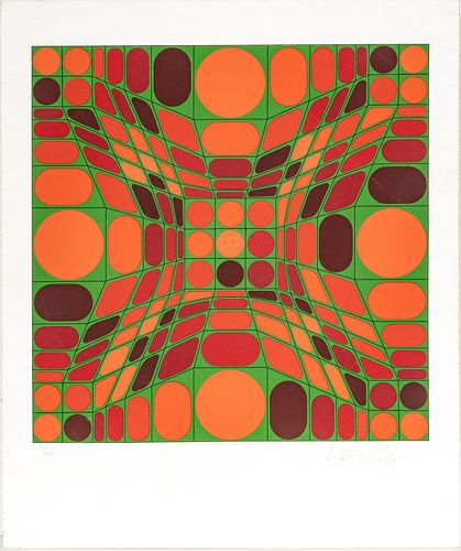 Victor Vasarely (FRENCH/HUNGARIAN, 1906-1997) Silkscreen In Colors On Wove Paper, Fayr, H 10.25'' W 10.25''
