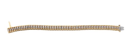 14kt Yellow Gold And Diamond Bracelet, L 6.75''