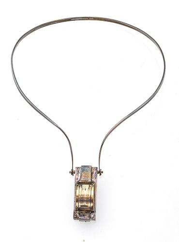Sterling Silver & Citrine Necklace, C. 1930, H 7.75'' W 5.25'' 1.41t oz