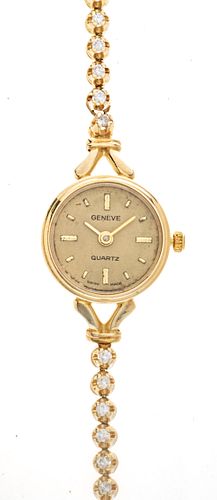 Geneve 14kt Gold And Diamond Lady's Wrist Watch, Dia. .75''
