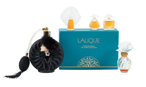 Lalique (French) The Ultimate Collection Parfumes (Honeysuckle Flacon; Four Muses Flacon; Jasmine Flacon) H 4.75'' L 7.25'' Depth 2'' 4 pcs