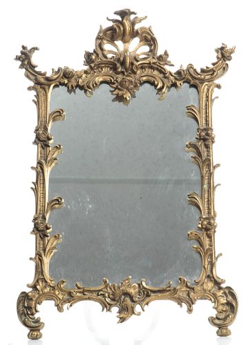 French Style Gilded Bronze Easel Mirror, H 14.5'' W 10''