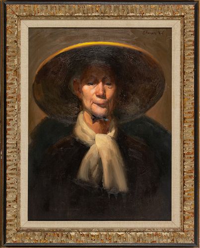 William Sharer (American, 1934) Oil On Canvas, C. 1982, Portrait Of A Lady, H 24'' W 18''