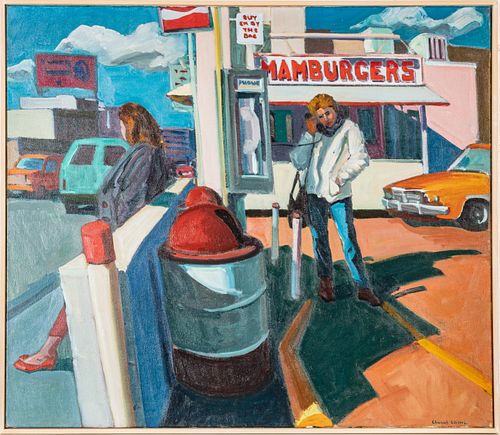 Ed Levine, Oil On Canvas, City Scene H 37'' W 44''