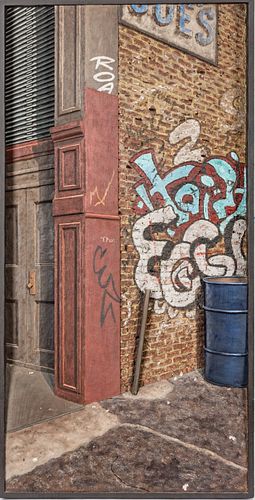 Steve McGowan,  Wall Sculpture Street Scene With Graffiti H 47'' W 24''