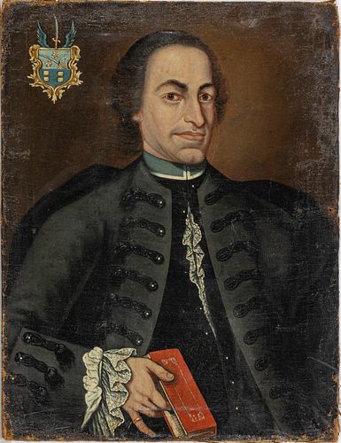European Oil On Canvas Portrait Of A Gentleman, C. 18th C., H 29'' W 22''