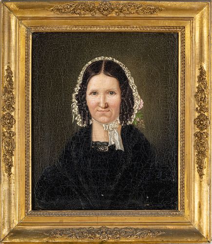 American  Oil On Canvas,  1850, Portrait Of A Lady, H 12'' W 10''