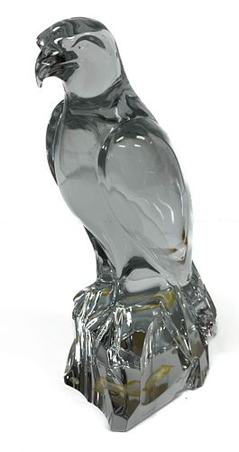 Baccarat Crystal Figurine, Perched Falcon, H 10'' W 3''