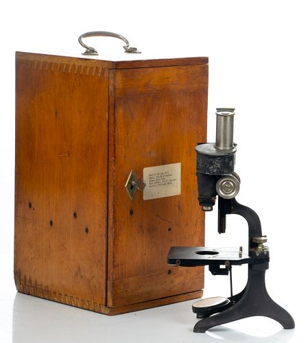 Carl Zeiss, Jena,  Cased Stereo Microscope,  Early 20th C., H 12.5''