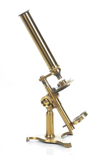 Maw & Son, London,  Brass Monocular Microscope,  19th C., H 12''