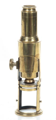 Unmarked 19th C. Brass Drum Microscope, H 9.75''