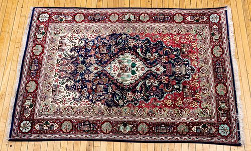 Persian Kashan Finely Woven Pure Silk Rug, W 4' 5'' L 6' 7''