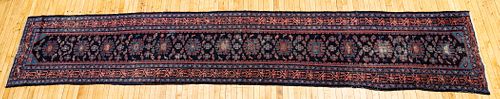Semi-Antique Persian Hamedan Handwoven Wool Runner, W 2' 8'' L 16' 4''
