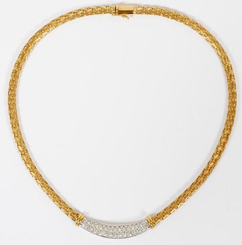 18KT GOLD AND DIAMOND WOVEN STILE NECKLACE