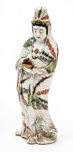 Chinese  Porcelain Quan Yin Standing Figure C. 1950, H 10''