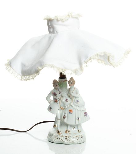 French Porcelain Figural Lamp, 20th C.,, H 14''