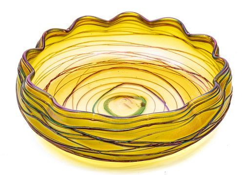 Loetz Quality Art Glass Bowl, H 2.25'' Dia. 8''