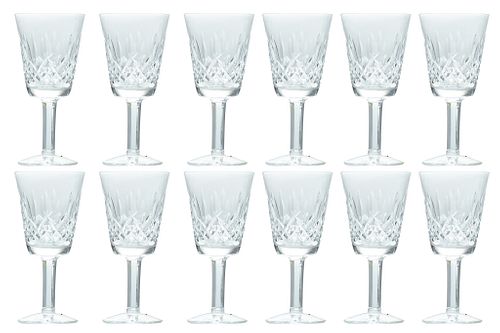 Waterford (Irish, 1783) 'Lismore' Crystal White Wine Glasses, H 6'' Dia. 2.75'' 12 pcs