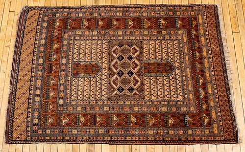 Afghani Handwoven All Wool Rug, C. 2000, W 4' L 6'