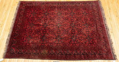 Afghan Beljik Handwoven Wool Rug,  20th C., W 6' 7'' L 9' 2''