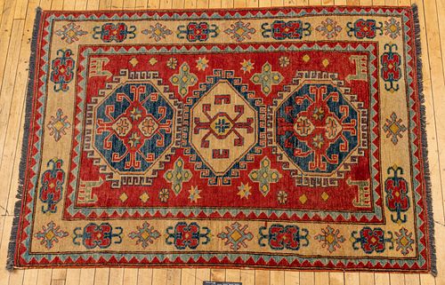 Kazak Handwoven Wool Rug, W 3' 11'' L 5' 5''