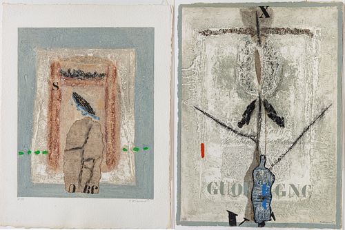 James Coignard (French, 1925-2008) Embossed And Colored Etchings On Handmade Paper, Group Of Two
