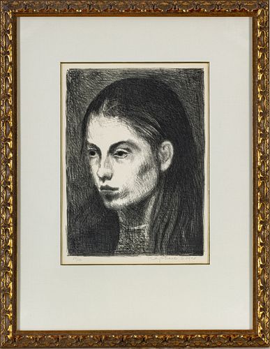RAPHAEL SOYER (RUSSIAN/AMERICAN 1899-1997) LITHOGRAPH ON PAPER #29/150 H 14" W 11" PORTRAIT OF A YOUNG GIRL 