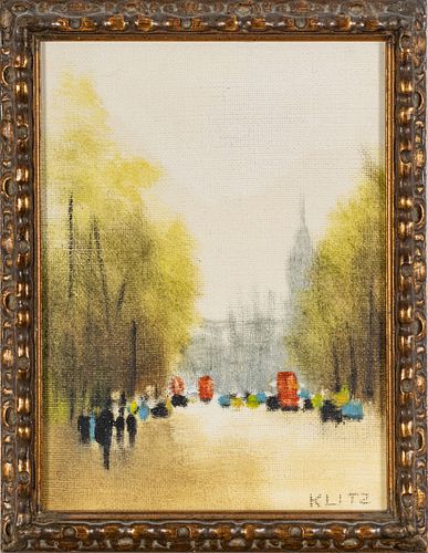 Anthony Robert Klitz (British, 1917-2000) Oil On Canvas, Birdcage Walk With Big Ben, H 15'' W 11.25''