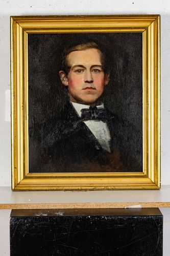 Oil On Canvas Portrait Of Gentleman, H 20.5'' W 17''
