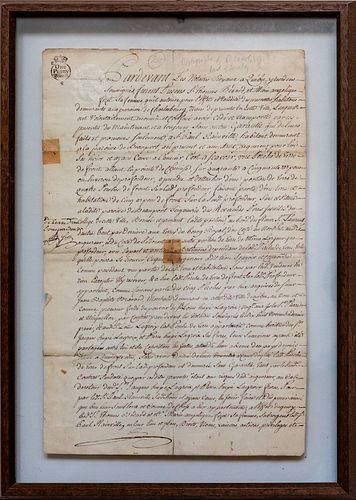 Canadian Royal Notaire Of Quebec Land Deed, 1767, H 15.5'' W 10''