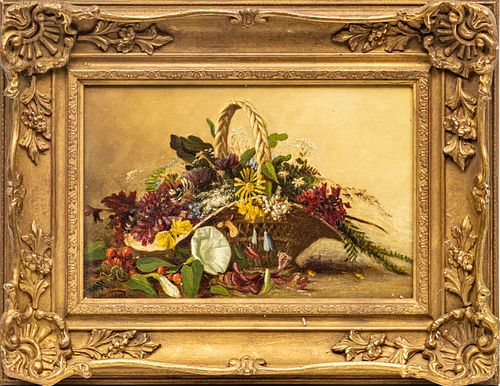 SIGNED LITTLEJOHNS OIL ON CANVAS C.1880-1900 H 8" W 12" STILL LIFE, FLOWERS 