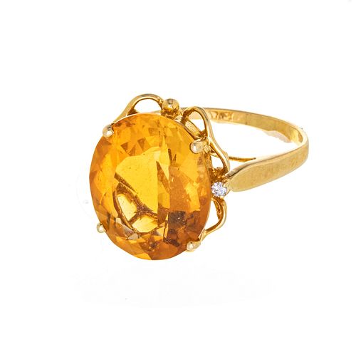 14KT YELLOW GOLD & TOPAZ RING, T.W. 3.8 GR, SIZE: 6.25 