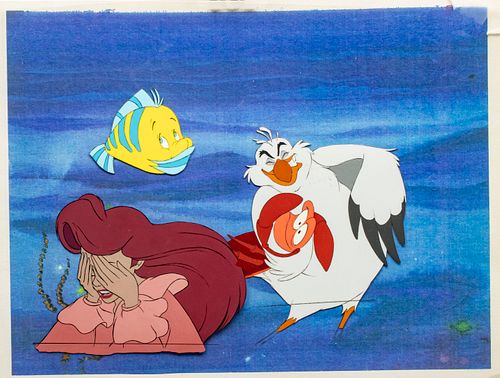 "THE LITTLE MERMAID" PRODUCTION ANIMATION CELS, H 12", W 8" 
