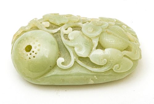 Jade Celadon Green Water Dropper, Carved H 3'' L 4''