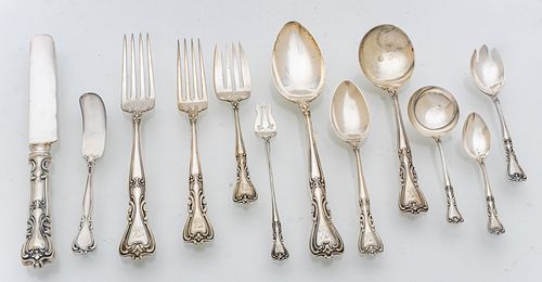 Watson  Sterling Silver "Putnam" Flatware For Six, Dinner And Luncheon,  1913, 77 pcs