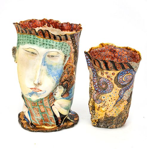 Irina Zaytceva (Russian, 1957) Porcelain Vases 15.5" X 9" And 10.5" X 7". H 13'' W 9'' 2 pcs
