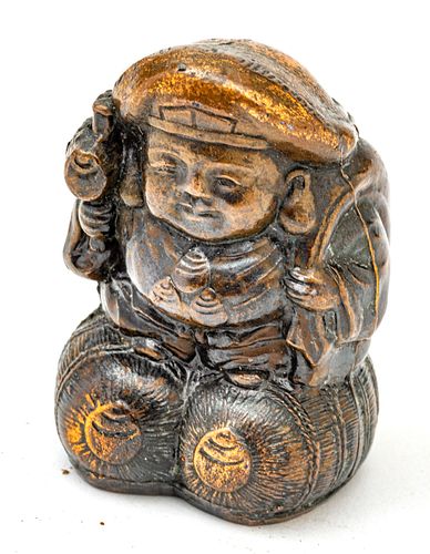 Chinese  Bronze Netsuke, Daikokuten, H 2.5''