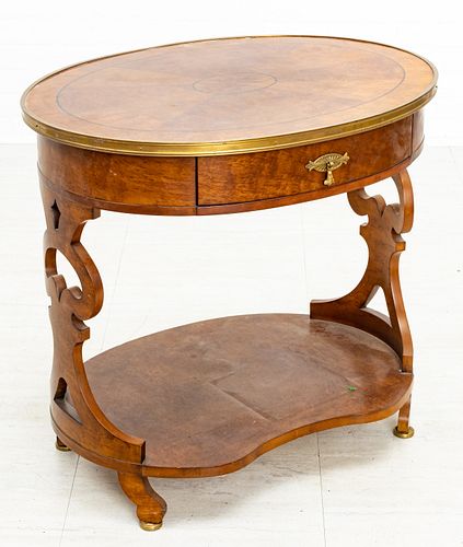 BURL WOOD PARQUETRY OCCASIONAL TABLE, H 28', W 30" 