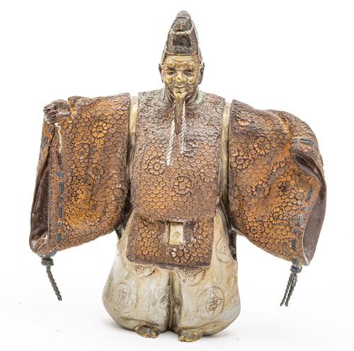 Japanese  Bronze Okemono Sculpture, Noh Kabuki Actor, C. Meiji Period, H 11'' W 9''