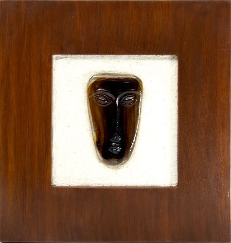 Gabriel And Rodolpho Lio, (Mexico,) Blown Glass Face, Framed H 10'' W 7''