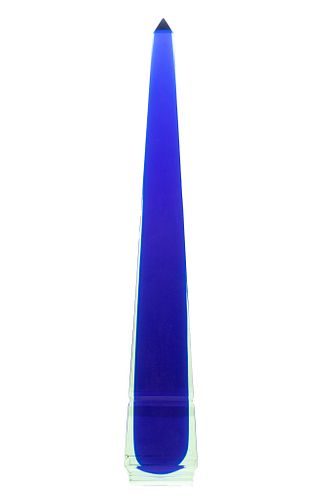 Murano Style Multichromatic Glass Obelisk, H 26'' W 4''