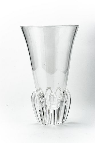 Steuben  Lobed Glass Vase, H 10'' Dia. 6''