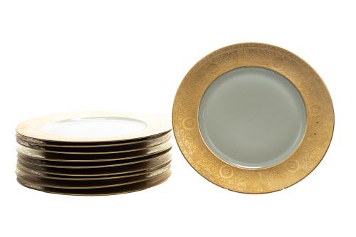 Heinrich  Porcelain Service Plates, 22kt Gold Dia. 11'' 10 pcs