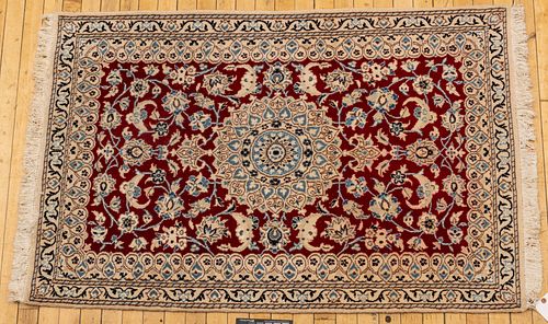 Persian Nain Wool Rug, C. 1990, W 34'' L 54''