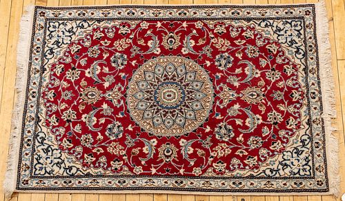 Persian Nain Wool Rug, C. 1990, W 34'' L 52''