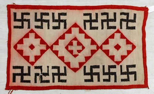 Navajo Woven Wool Carpet C. 1900, W 3' L 4.11'
