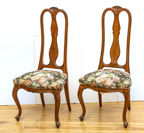 (8) Louis XV Style Walnut High Back Side Chairs,  1970, H 37'' W 25'' Depth 21''