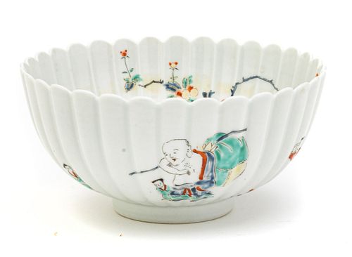 Chinese  Hand Painted Bowl C. 19th.c., H 3.5'' Dia. 7.5''