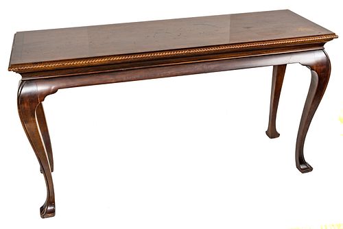 QUEEN ANNE STYLE MAHOGANY SOFA TABLE, 20TH C, H 32", L 59.5"
