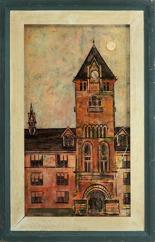 Milton Kemnitz, 1911 - 05, Oil On Board, "Wayne's Old Tower", H 16'' W 9''